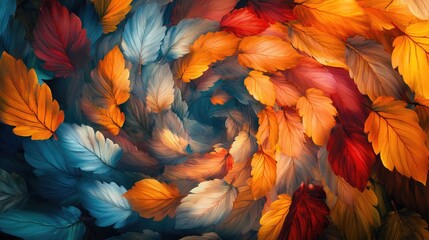 Poster - Vibrant Autumn Leaves Whirlwind with Blank Space for Your Text or Message