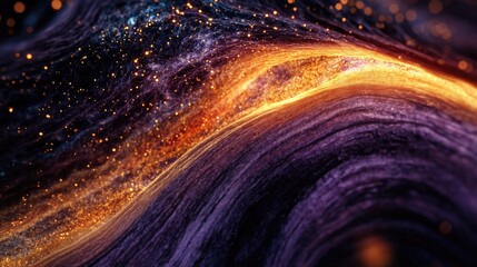 Fototapete - Abstract visualization of vibrant energy waves with glowing particles in a dynamic flow design suitable for technology and innovation themes.