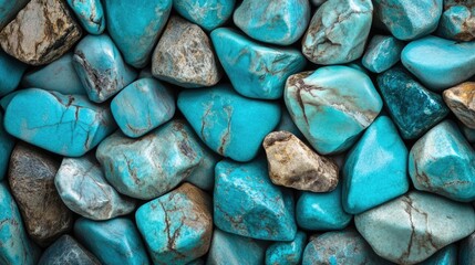 Poster - Turquoise stone backdrop with a textured appearance and ample empty space for text or graphic overlay for creative use.