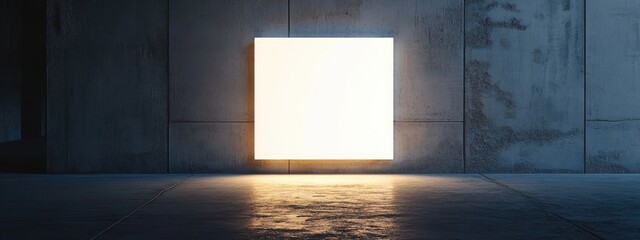 Poster - Illuminated Square in an Empty Urban Space for Creative Text Placement and Dramatic Visual Appeal