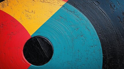 Poster - Colorful Vinyl Record Background with Textured Design and Blank Space for Creative Copy or Branding Elements