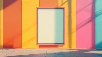 Aufkleber - Vibrant Vertical Rectangle Billboard Mockup on Colorful Wall with Clear Space for Text and Design Elements