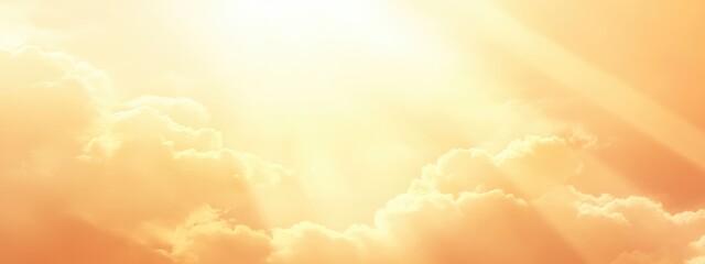Poster - Bright Sunbeams Illuminating Dreamy Cloudy Sky Concept for Inspirational Text and Background Design
