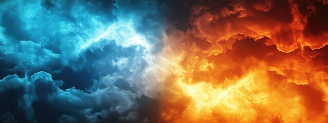Poster - dramatic sunset with contrasting stormy clouds creating a stunning nature background ideal for text 