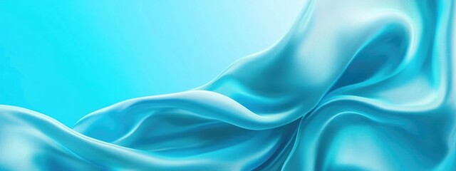 Poster - Elegant Blue Silk Fabric Flowing Gracefully with Soft Texture Ideal for Background or Text Overlay Designs