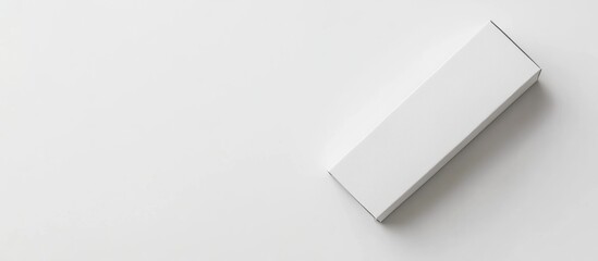 Poster - Rectangular white cardboard box with magnetic closure on white background for business branding or event presentation with empty copyspace