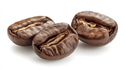 Poster - Isolated Coffee Beans on White Background with Space for Custom Text and Design Elements
