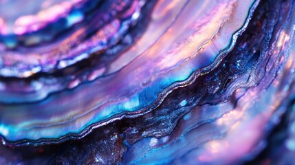 Poster - Abalone shell close-up highlighting iridescent blue and lavender hues with ample space for text overlay and design purposes