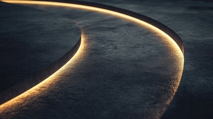 Poster - Close up of illuminated concrete road surface with curved lines and ample empty space for text or graphic design elements