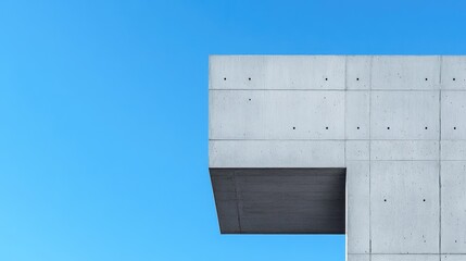 Poster - Contemporary concrete architecture detail against clear blue sky offering ample space for text overlay and design elements