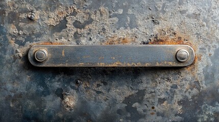 Poster - Rustic metal door handle on distressed surface with empty space for text highlighting contemporary interior design elements in gray tones