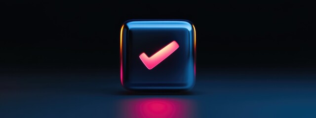 Poster - Glossy Download Button Icon with Reflections and Empty Space for Custom Text in a Dark Background