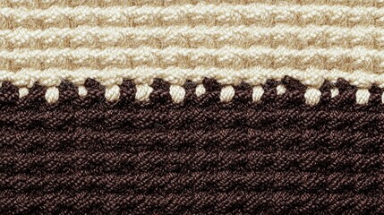 Poster - Close up of textured chocolate brown and beige fabric showcasing intricate loops and ample space for custom text or branding details