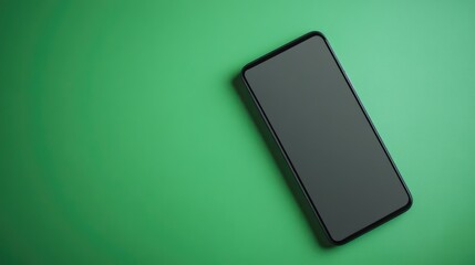 Poster - Smartphone on green background for virtual meeting concept showcasing technology and remote work communication challenges