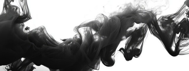 Poster - Dramatic black smoke swirl creating an abstract texture with ample space for text overlay and artistic designs