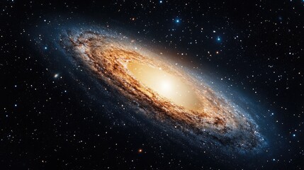 Poster - close up view of a distant galaxy in space with vibrant stars and cosmic dust offering ample copy sp