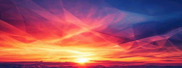 Poster - Vibrant Sunset with Geometric Lines and Smooth Gradient for Text Placement in a Captivating Background