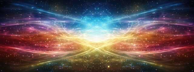 Poster - Cosmic Light Background with Dreamlike Colors and Empty Space for Text in a Mystical Atmosphere