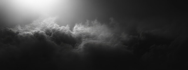 Poster - Dramatic dark clouds with sunlight rays creating a moody atmosphere and ample space for text or graphic overlays