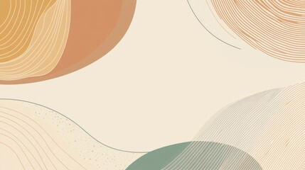 Poster - Muted Abstract Card Design with Fluid Shapes and Generous Blank Space for Text or Branding in Warm Tones and Soft Lines