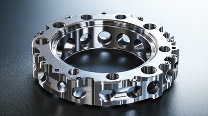 Poster - Precise design of a car engine sprocket showcasing intricate details with ample empty space for customization and text insertion