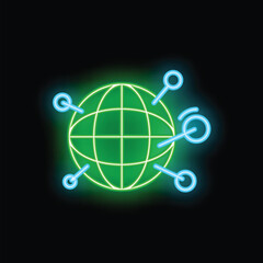 Poster - Vibrant neon sign illustrating the concept of global network connectivity