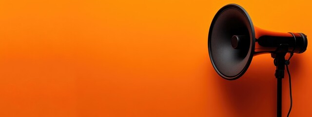 Poster - High Contrast Orange Background with Double Northeast Voice Speaker and Ample Empty Space for Text and Branding