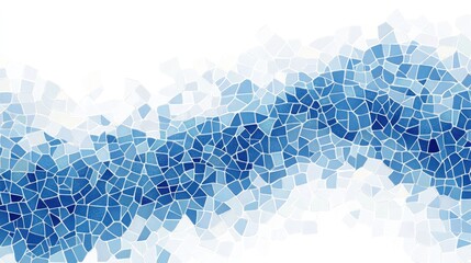 Poster - Dynamic blue mosaic graphic with abstract shapes and ample space for text integration suitable for modern design projects.