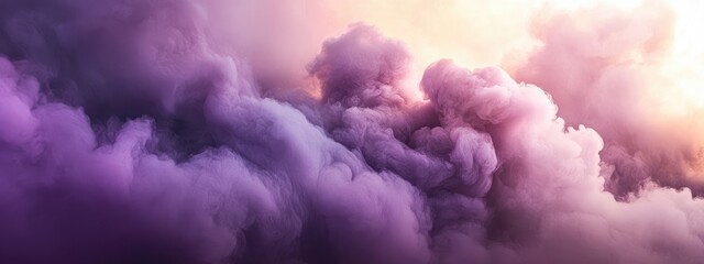 Fototapete - Vibrant Purple and White Smoke Background with Dramatic Clouds and Space for Text Overlay