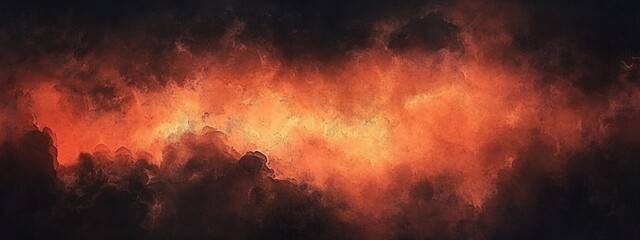 Poster - dramatic sunset with dark clouds and fiery sky perfect for text overlay and background design