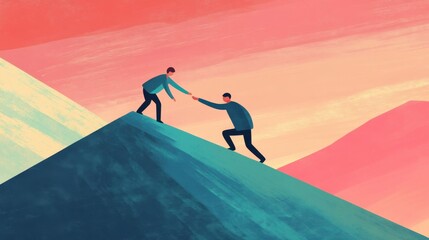 Poster - Image of a person assisting another, illustrating altruism, kindness, and generosity through a simple yet meaningful act