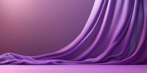 Leinwandbilder - Luxurious purple silk fabric elegantly draped with smooth texture and ample empty space for customizable text or branding.