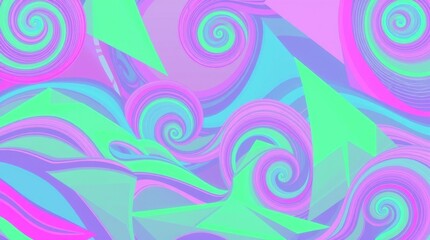 Poster - Colorful swirls and geometric shapes dance together in a vibrant abstract composition, exploring movement and harmony in digital art