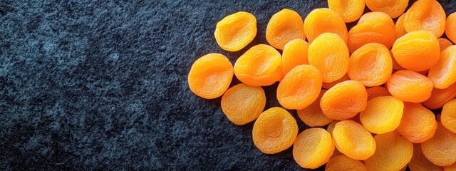 Aufkleber - Dried apricots arranged for winter storage with blank area for text showcasing calorie content and nutritional information