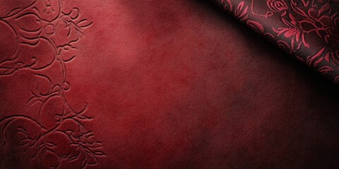 Leinwandbilder - Elegant dark red textured background with subtle shadows and intricate floral patterns perfect for adding custom text or designs.