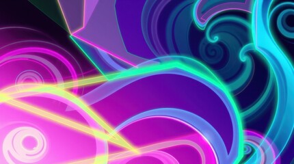 Leinwandbilder - Vibrant abstract patterns swirl with neon colors, creating a mesmerizing visual experience at night