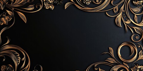 Aufkleber - Elegant Floral Frame Design with Intricate Patterns for Text Placement and Decorative Elements on Dark Background