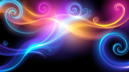 Poster - Vibrant swirls of color dance across a dark background, creating a mesmerizing display of light and energy in the digital realm