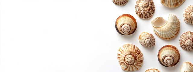 Poster - Dried Nautilus Shells on White Background with Ample Copy Space for Text or Design Elements