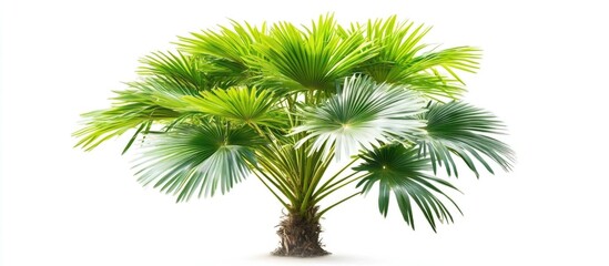Aufkleber - Vibrant green palm tree with lush leaves isolated on white background perfect for design layouts and text placement in various projects