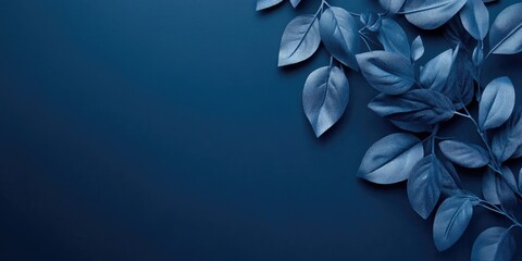 Aufkleber - Elegant Dark Blue Background with Lush Leaves and Space for Text Ideal for Fashion or Design Related Themes