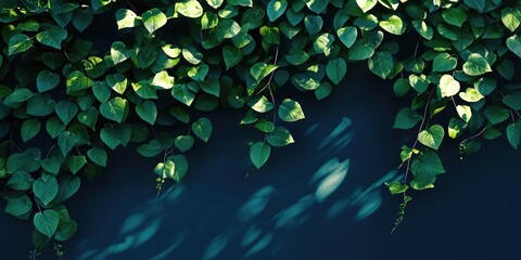 Leinwandbilder - Lush green foliage wall design with natural shadows and ample negative space for customizable text or branding elements