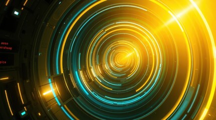 Leinwandbilder - Glowing spiral of light and color creates a mesmerizing tunnel effect suitable for futuristic themes