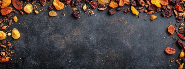 Aufkleber - Dried Fruits Selection for Nutritious Snacking and Culinary Use with Blank Space for Custom Text Overlay
