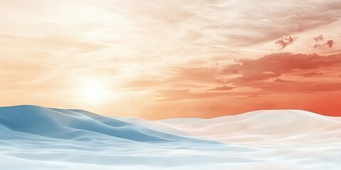 Wall Mural - a serene landscape featuring rolling hills under a colorful sky at sunrise, blending warm and cool t