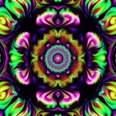 Poster - Colorful abstract kaleidoscope pattern creating a vibrant visual experience against a dark background