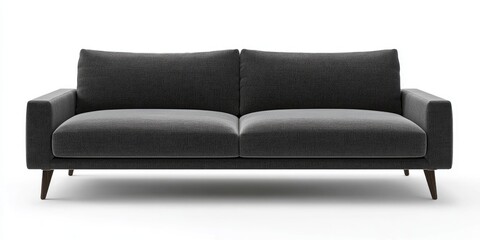 Aufkleber - Stylish dark grey sofa with minimalist design against white backdrop perfect for modern home decor and versatile space for text or branding