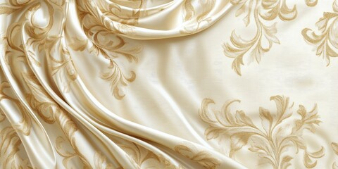 Fototapete - Elegant Silk Wallpaper with Floral Design and Textured Background for Stylish Interiors and Copy Space