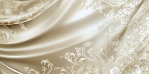 Fototapete - Elegant Floral Silk Wallpaper Background with Smooth Draped Texture and Room for Custom Text or Branding
