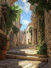 Wall Mural - Narrow Street with Stone Steps